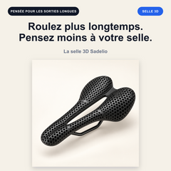 Selle Sadelio 3D sur fond ivoire avec promesse pour les sorties longues