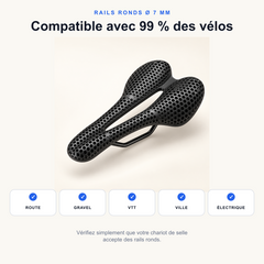 Selle Sadelio 3D compatible avec route, gravel, VTT, ville et vélo électrique