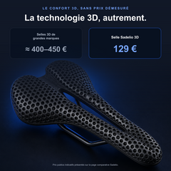 Comparatif de prix entre une selle 3D de grande marque et la Selle Sadelio 3D à 129 euros